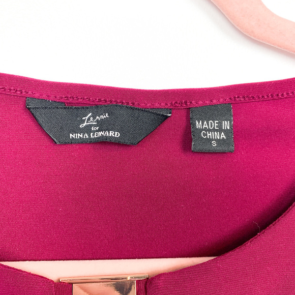 Nina Leonard Long Sleeve Hot Pink & Navy Blouse - Picture 4 of 9